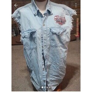 Bikers Club Shirt Mens XL Blue Sturgis Biker Wear 2016 Denim Sleeveless